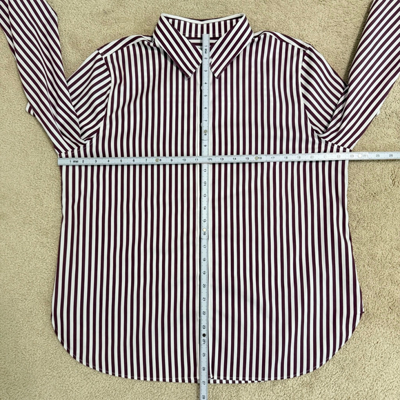 Chico's No Iron Button-up Shirt Bundle Purple Floral Paint Stripe Print Size 14 - Picture 14 of 15